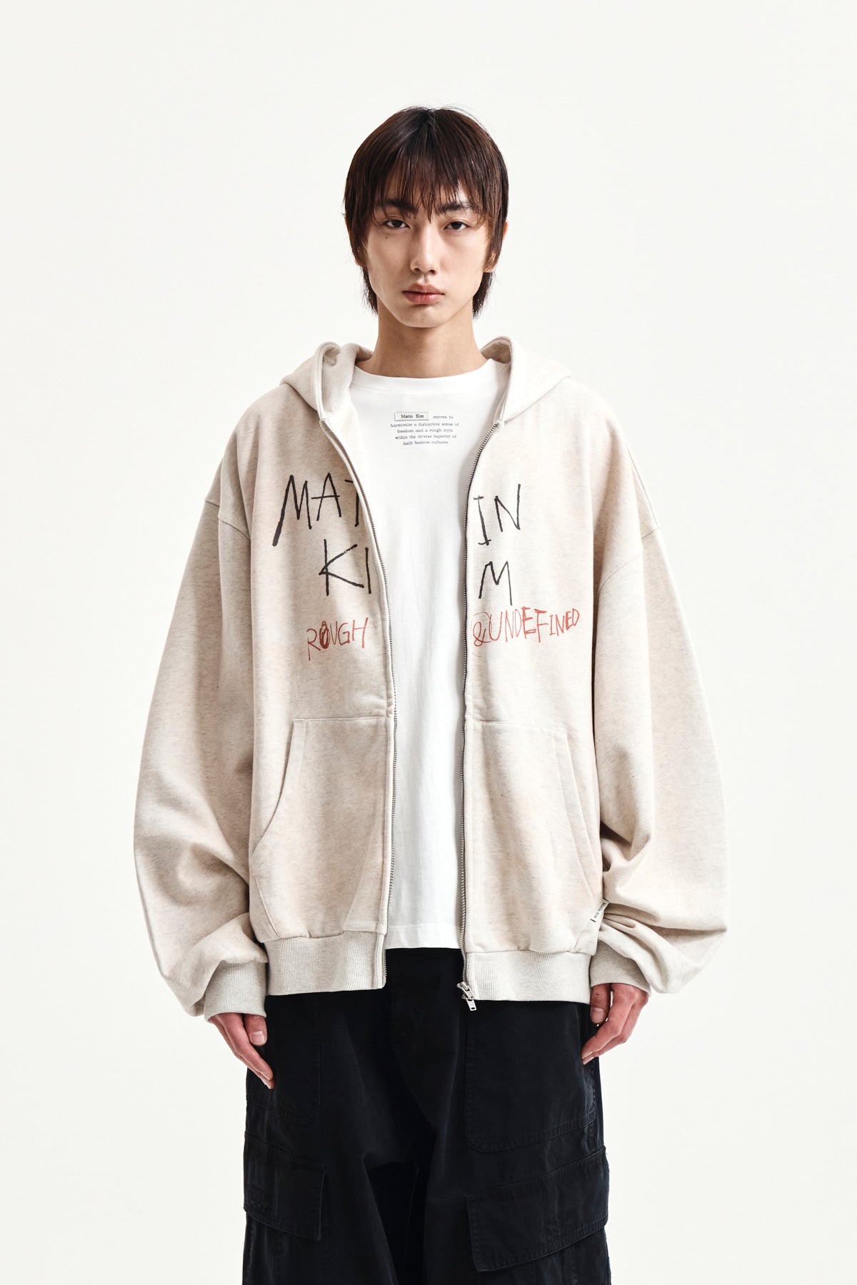 Matin Kim - Vintage Washed Graffiti Hoody Zip Up (Beige) product image 10 | TRAB K-Fashion Australia