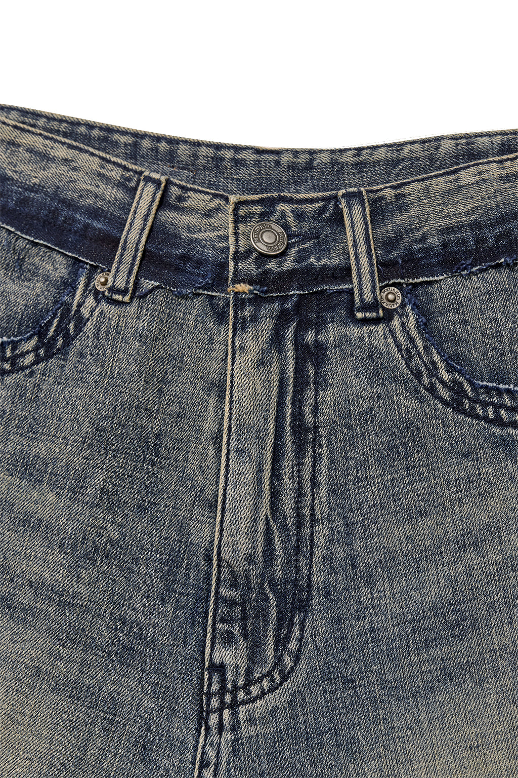 Matin Kim - Rough Cut Line Point Denim Pants (Smoke Blue) product image 3 | TRAB K-Fashion Australia