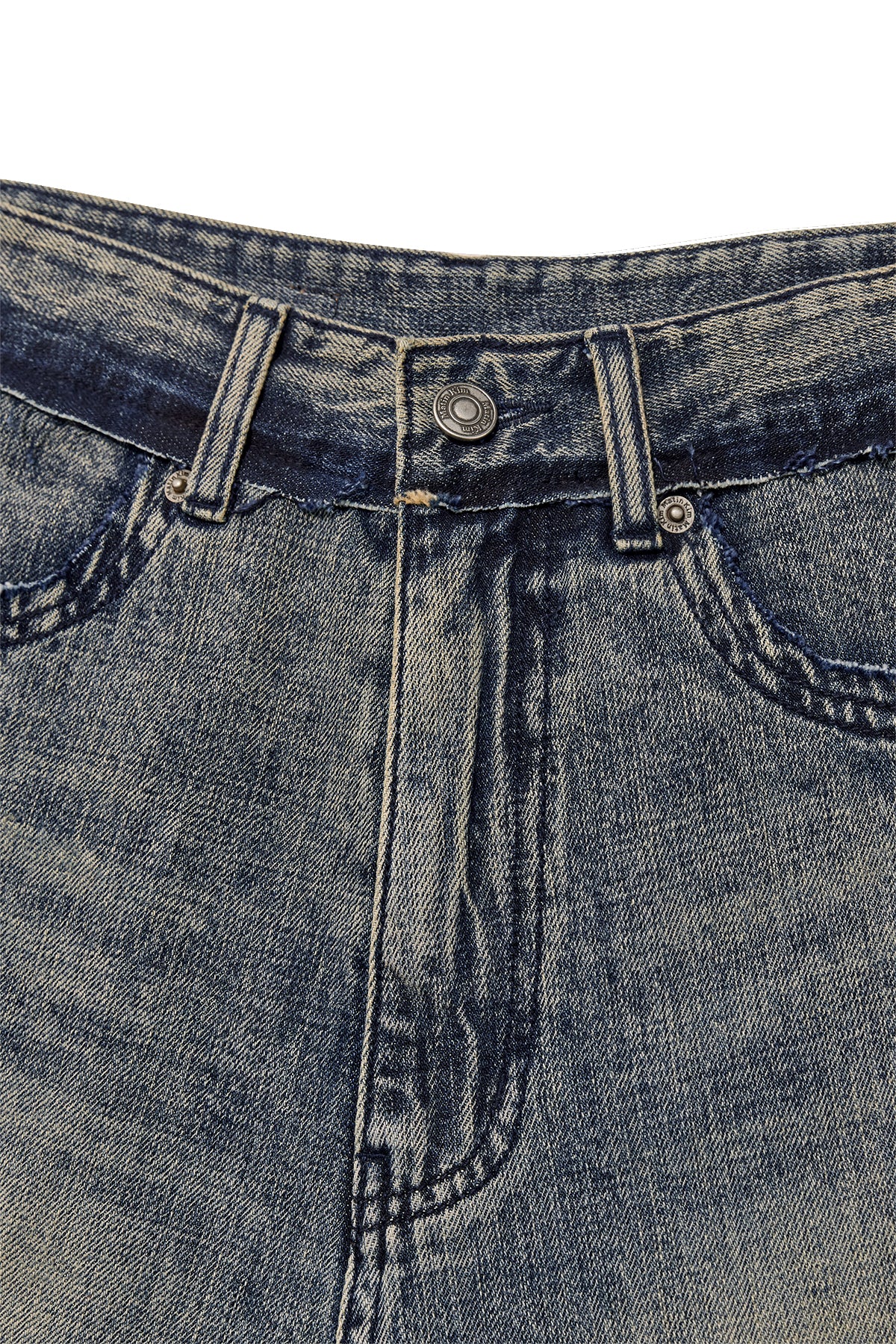 Matin Kim - Rough Cut Line Point Denim Pants (Smoke Blue) product image 3 | TRAB K-Fashion Australia