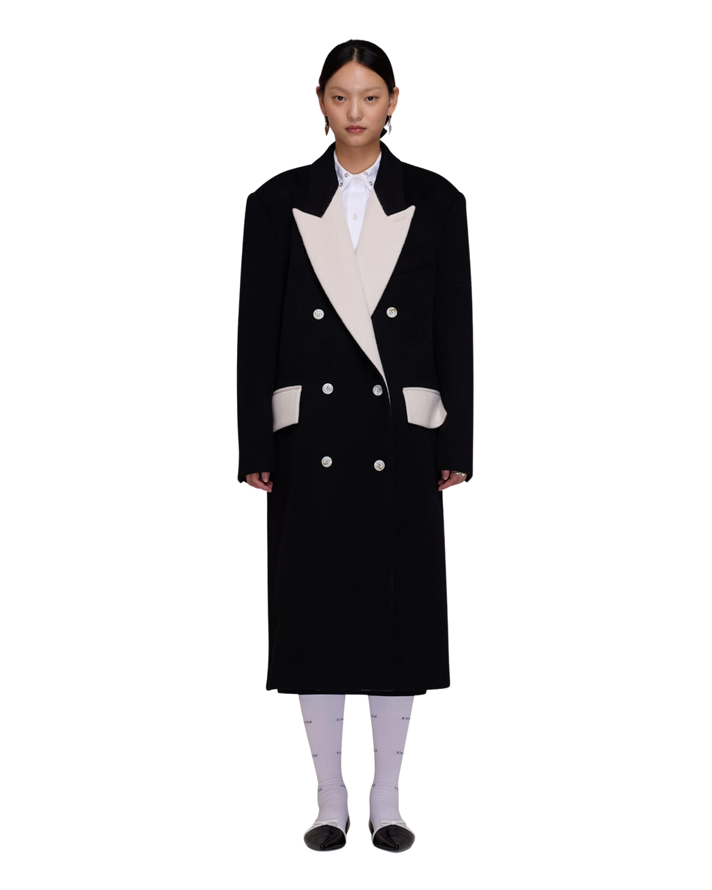 Kimhe Kim - Bi Color Double Breasted Coat (Black/Ivory) product image 7 | TRAB K-Fashion Australia