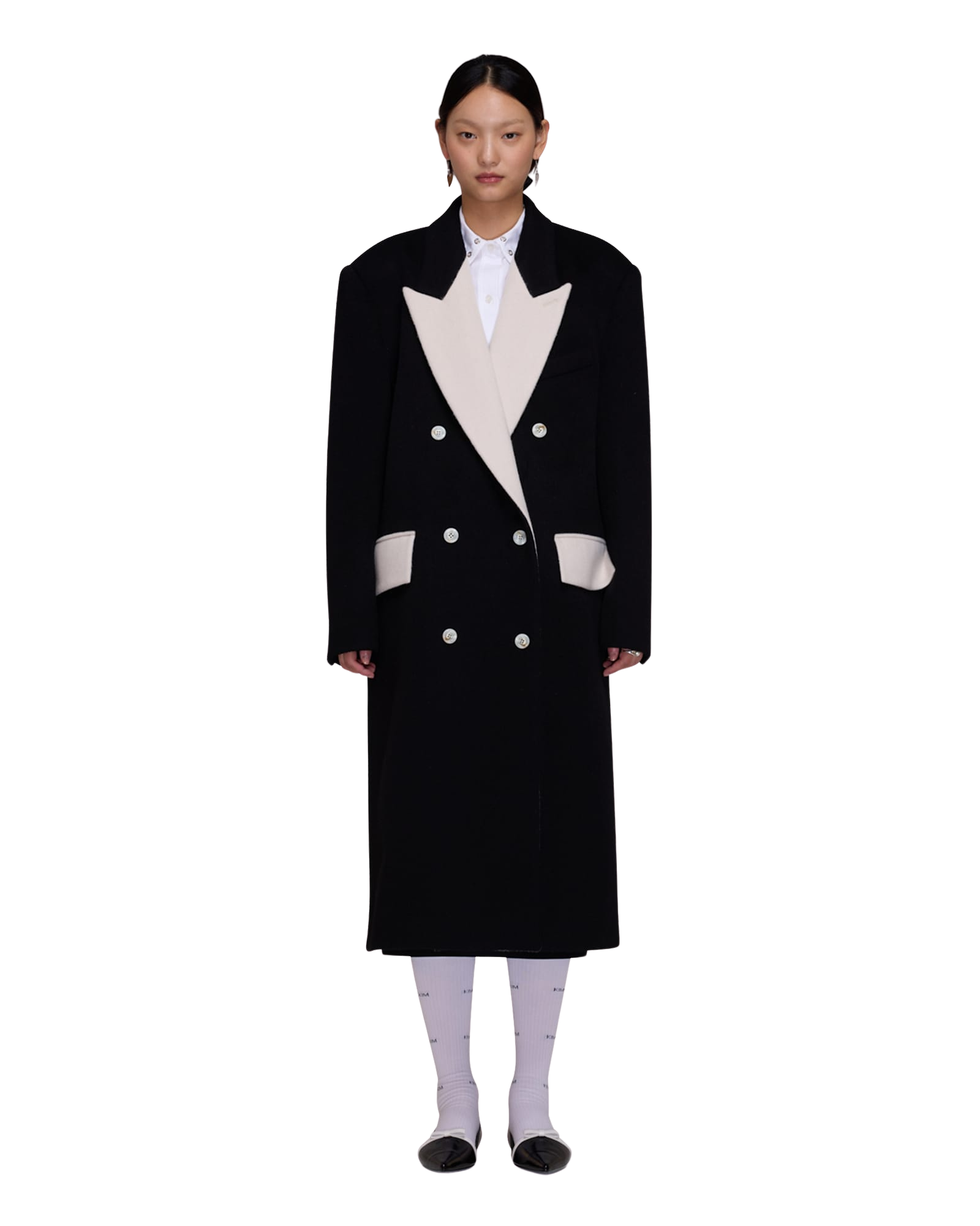Kimhe Kim - Bi Color Double Breasted Coat (Black/Ivory) product image 7 | TRAB K-Fashion Australia