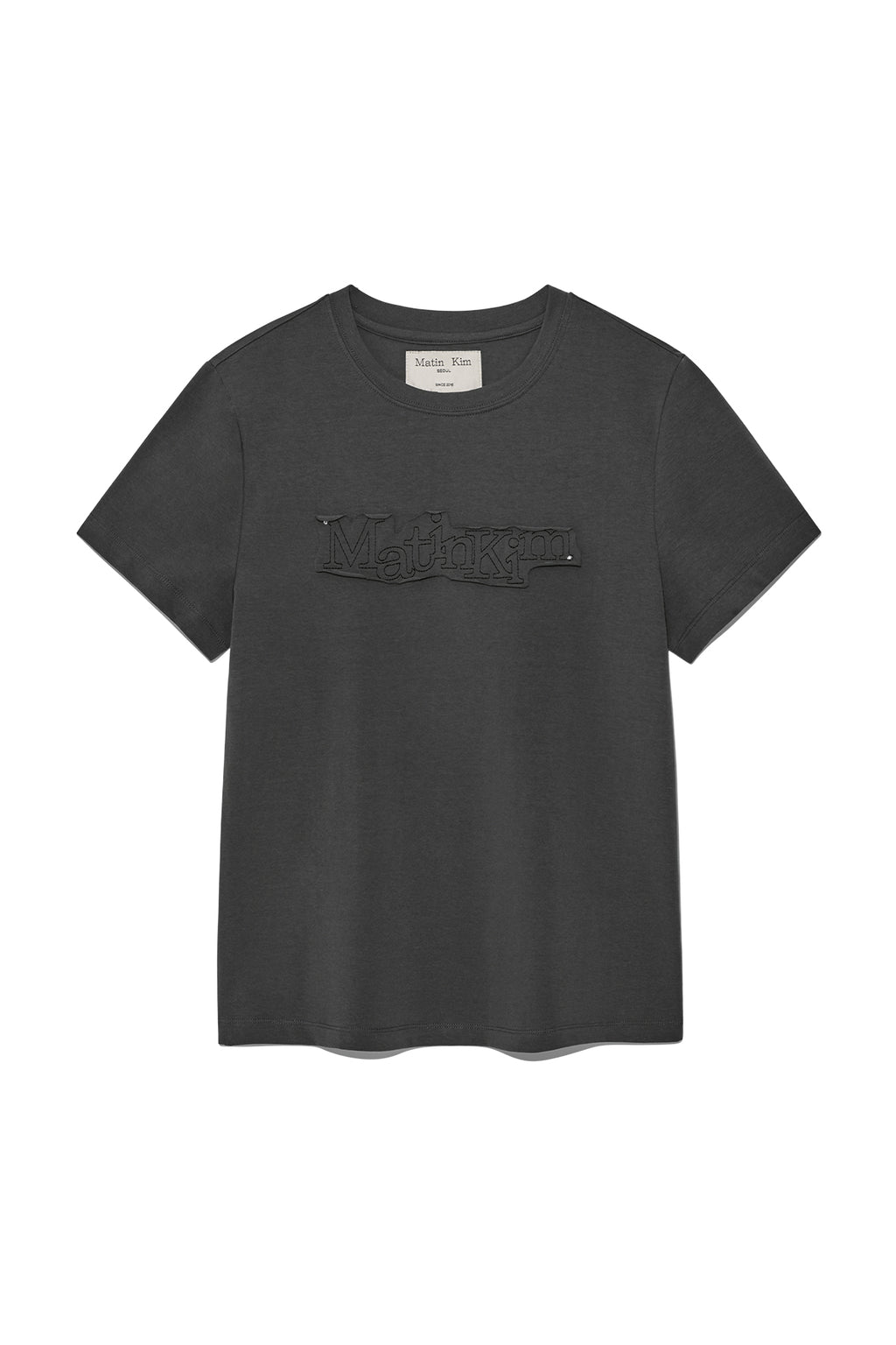 Matin Kim - Applique Logo Patch Top (Charcoal) product image 1 | TRAB K-Fashion Australia