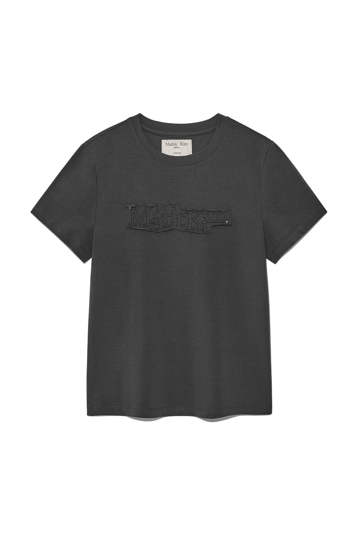 Matin Kim - Applique Logo Patch Top (Charcoal) product image 1 | TRAB K-Fashion Australia