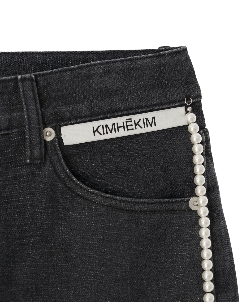 Kimhe Kim - Pearl Embellished Flare Jeans (Black) product image 8 | TRAB K-Fashion Australia