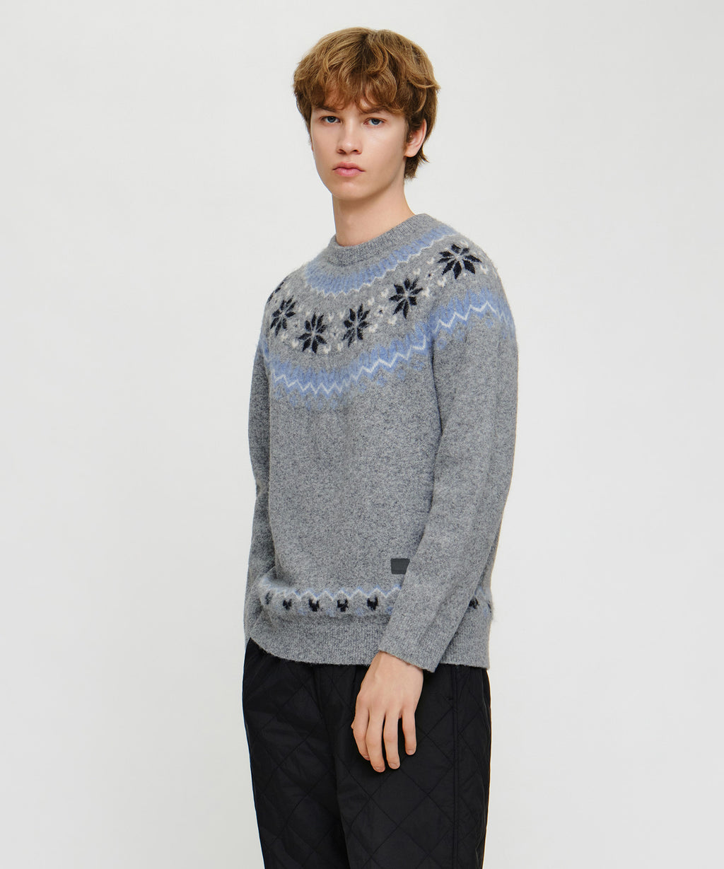 Marithe & Francois Girbaud - Small Classic Logo Nordic Knit Pullover (Melange Gray) product image 2 | TRAB K-Fashion Australia