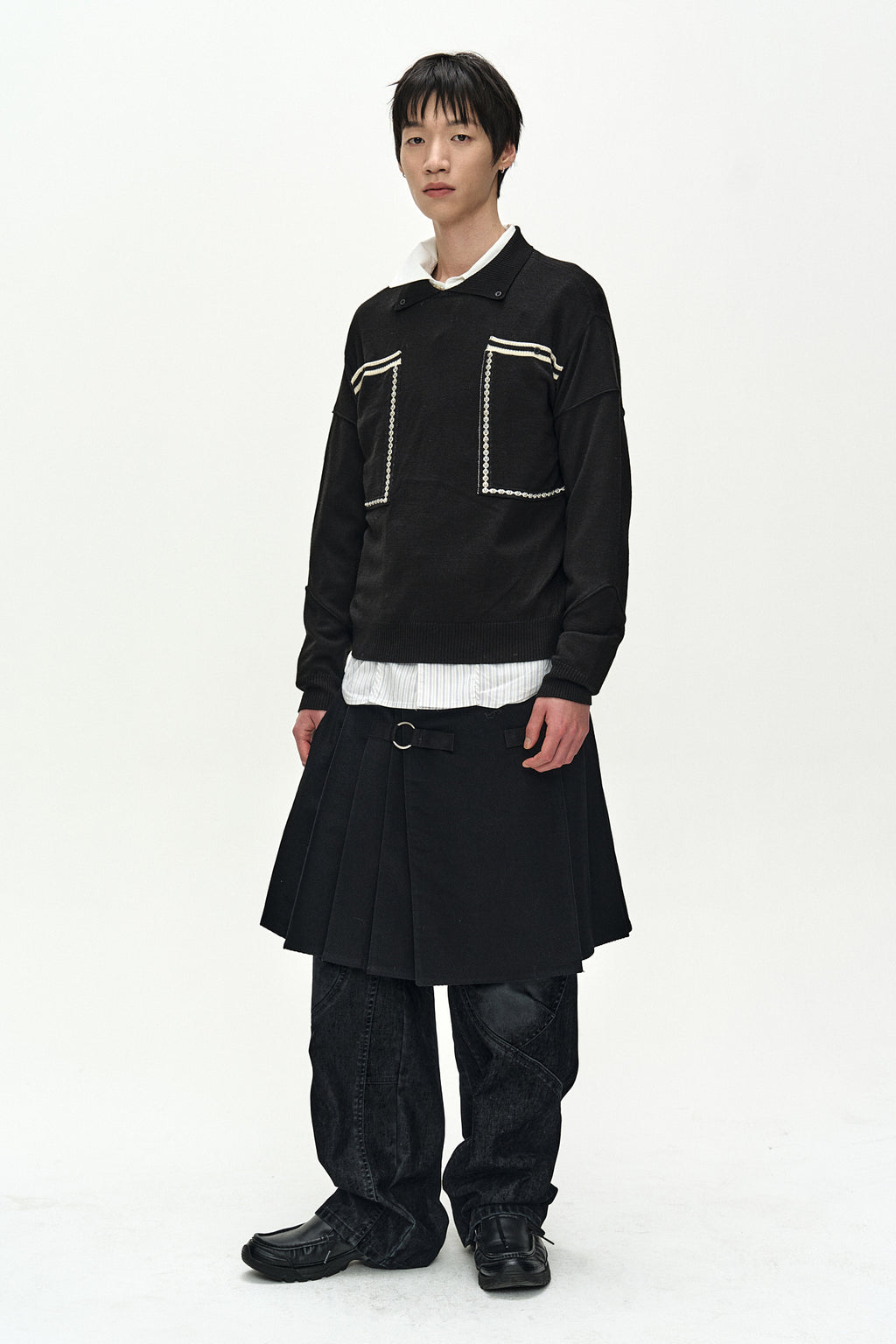 Andersson Bell - Big Pocket Polo Sweater (black) (Black) product image 2 | TRAB K-Fashion Australia