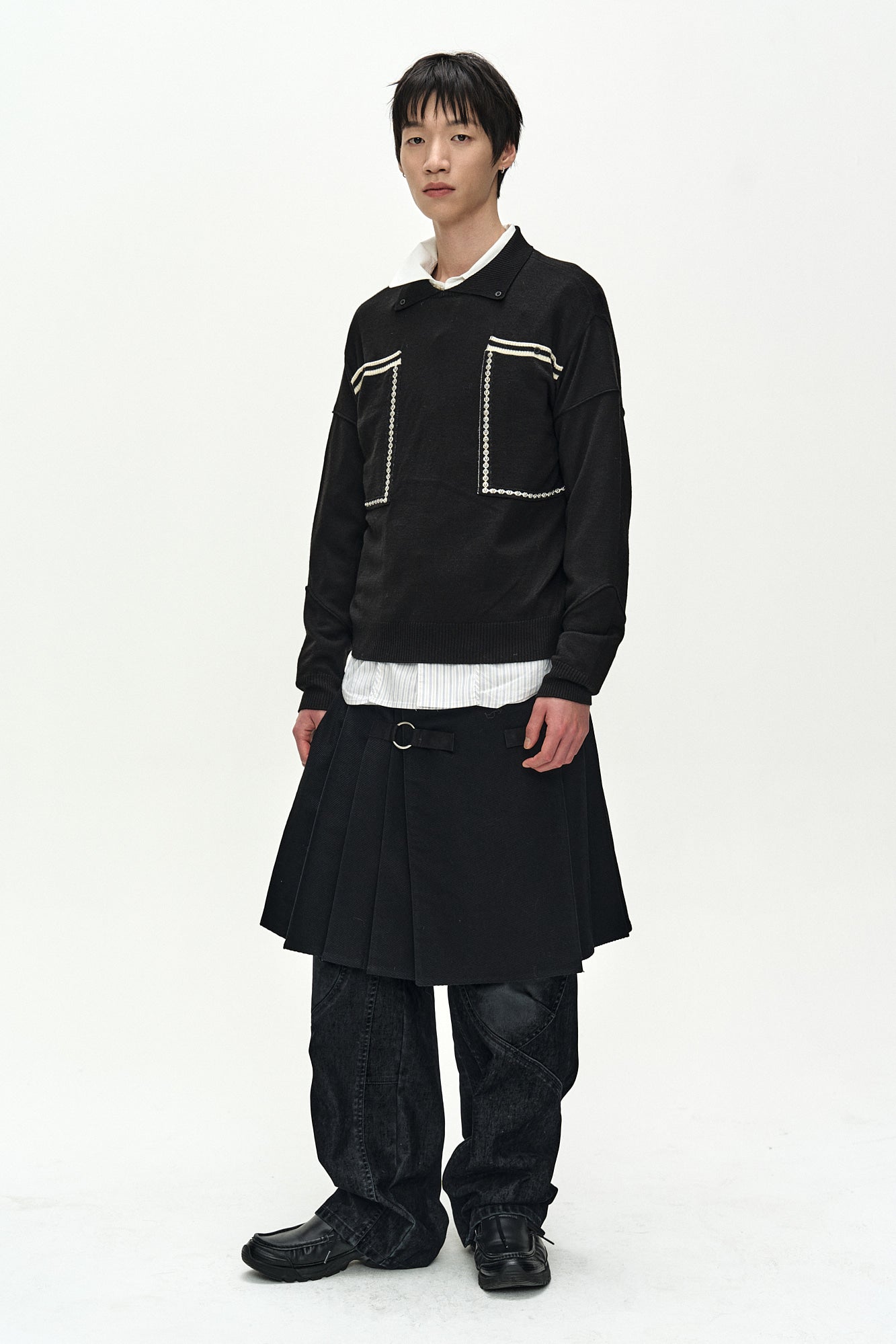 Andersson Bell - Big Pocket Polo Sweater (black) (Black) product image 2 | TRAB K-Fashion Australia
