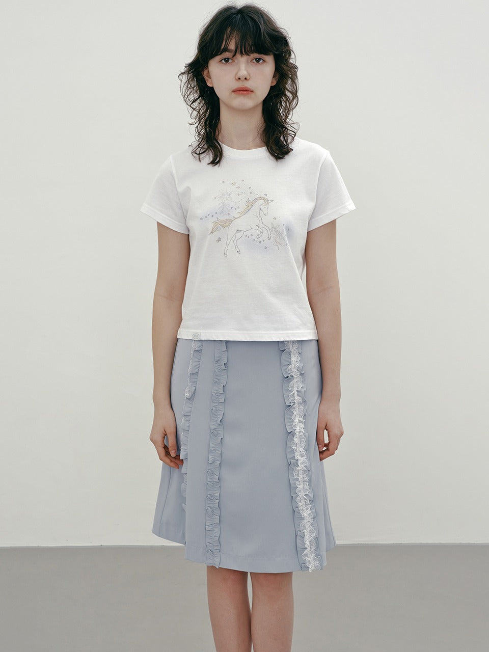 Margarin Fingers - Lace Ruffle Skirt (Sky) product image 1 | TRAB K-Fashion Australia