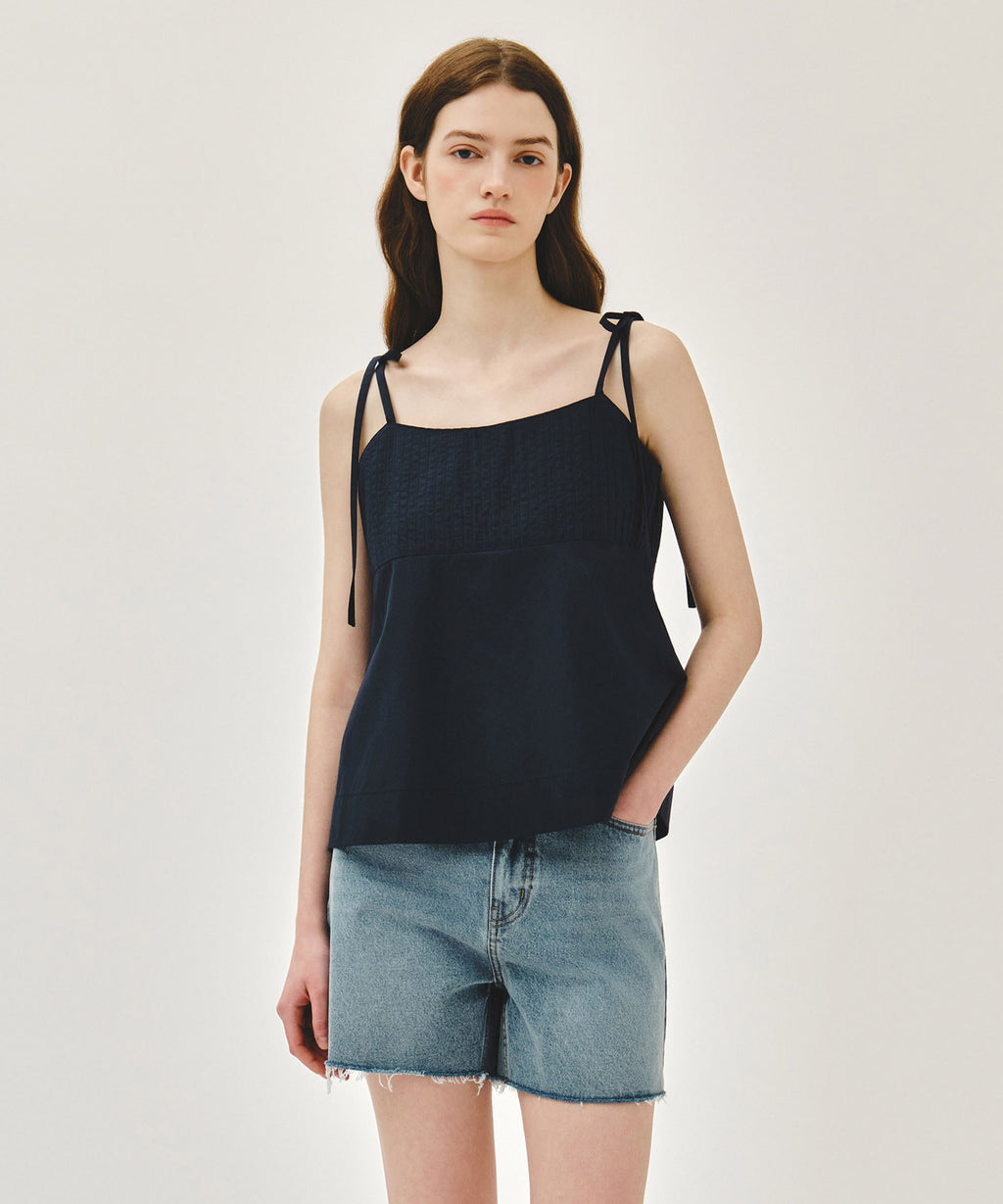 Marithe & Francois Girbaud - Pintuck Camisole Blouse (Dark Navy) product image 1 | TRAB K-Fashion Australia