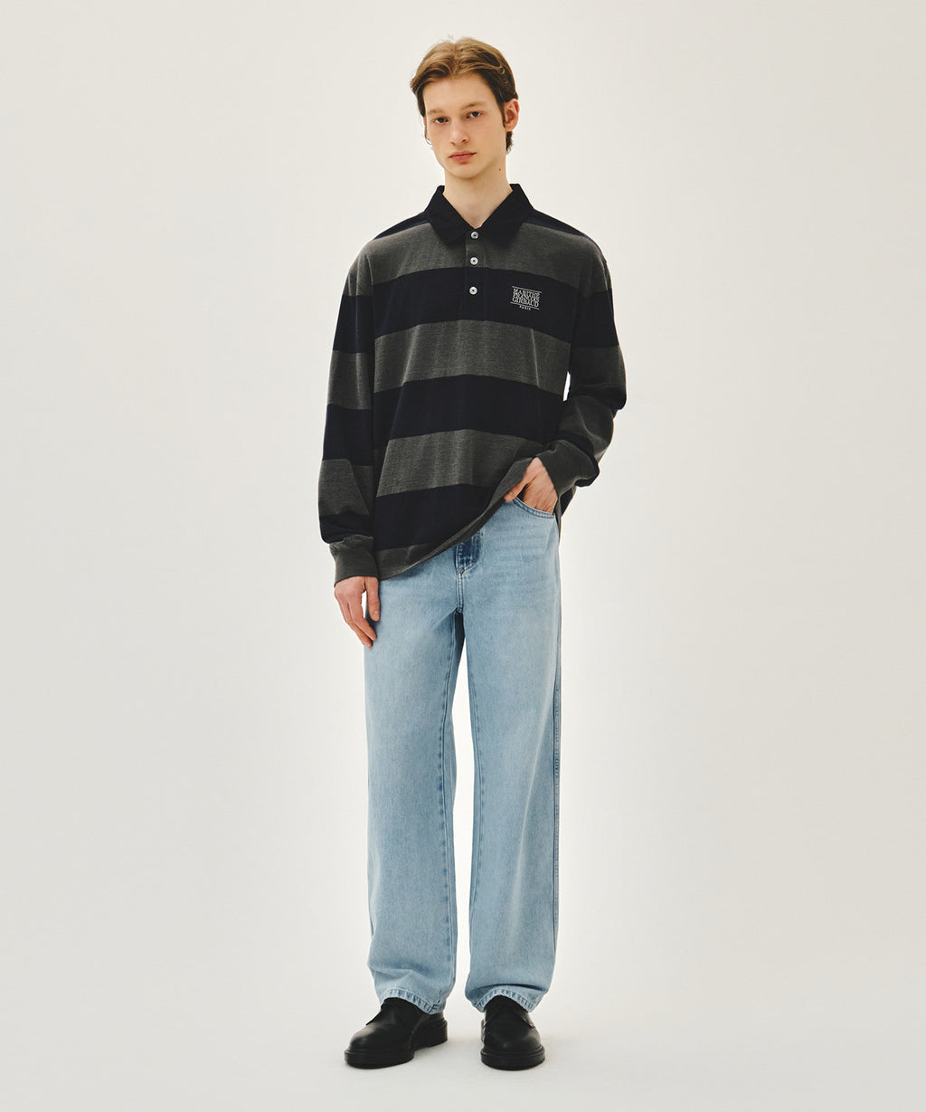 Marithe & Francois Girbaud - Washed Denim Collar Long Sleeve Tee (Charcoal) product image 5 | TRAB K-Fashion Australia