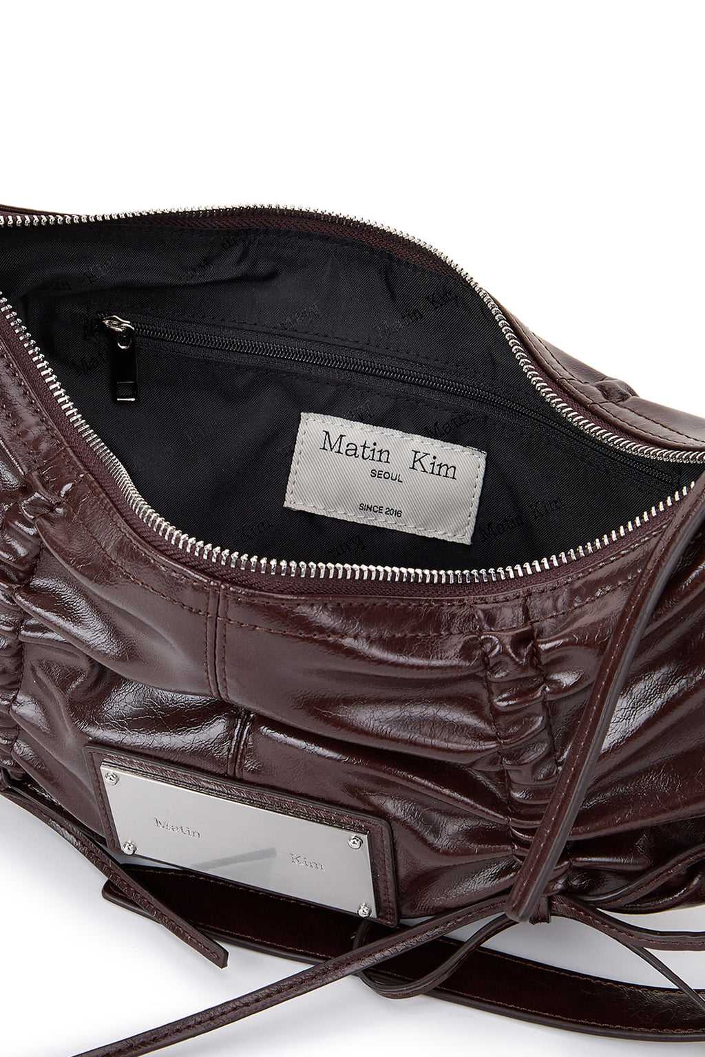 Matin Kim - Half Shirring Ribbon Round Bag (Dark Brown) product image 5 | TRAB K-Fashion Australia