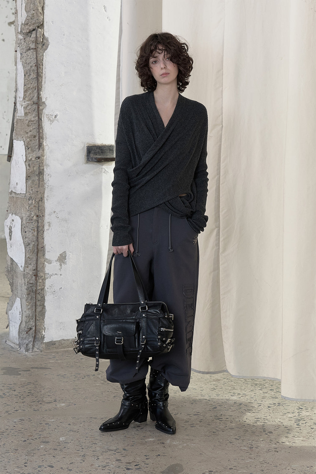 Deinet - Fluid Knit Drape Cardigan (Charcoal) product image 4 | TRAB K-Fashion Australia