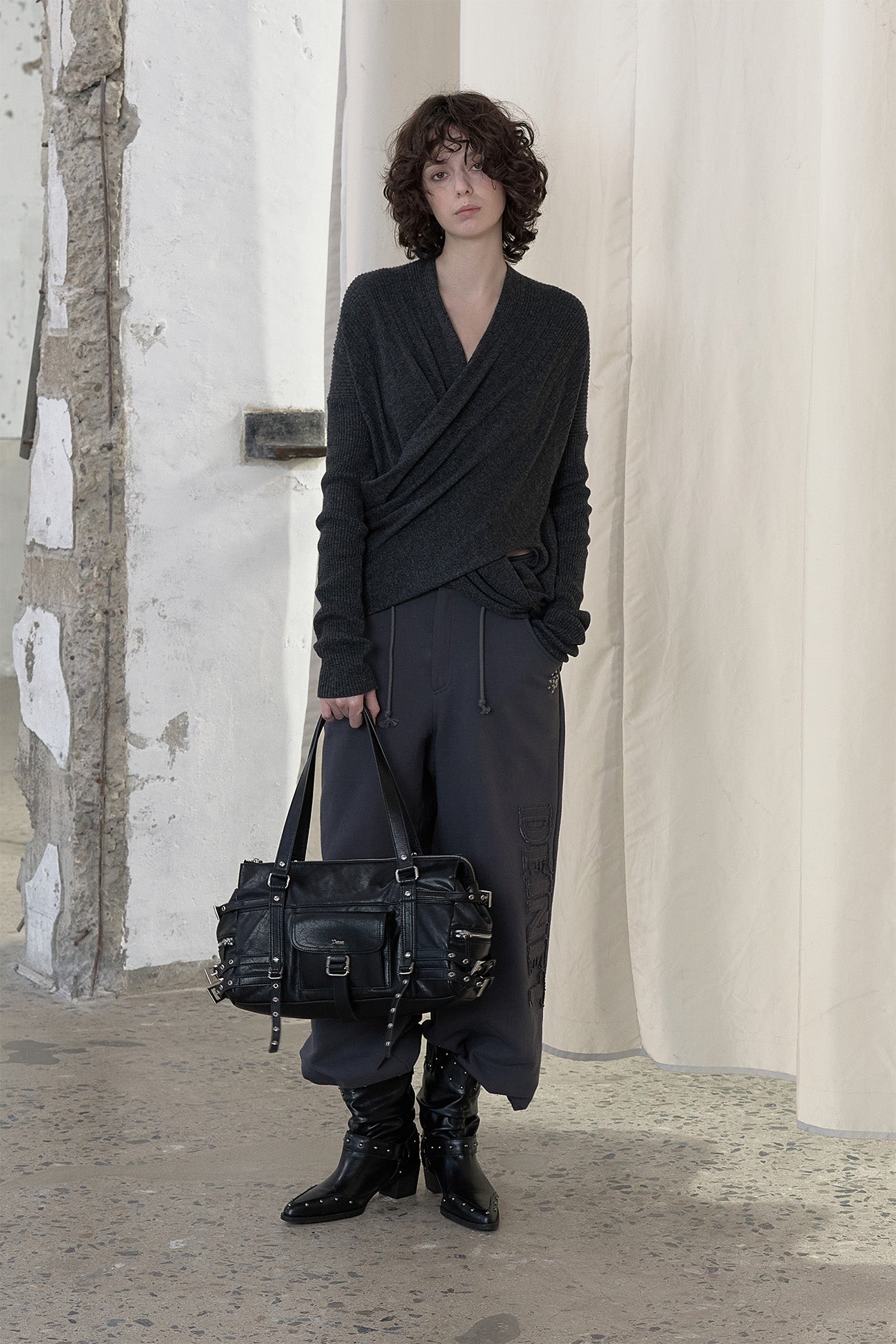 Deinet - Fluid Knit Drape Cardigan (Charcoal) product image 4 | TRAB K-Fashion Australia