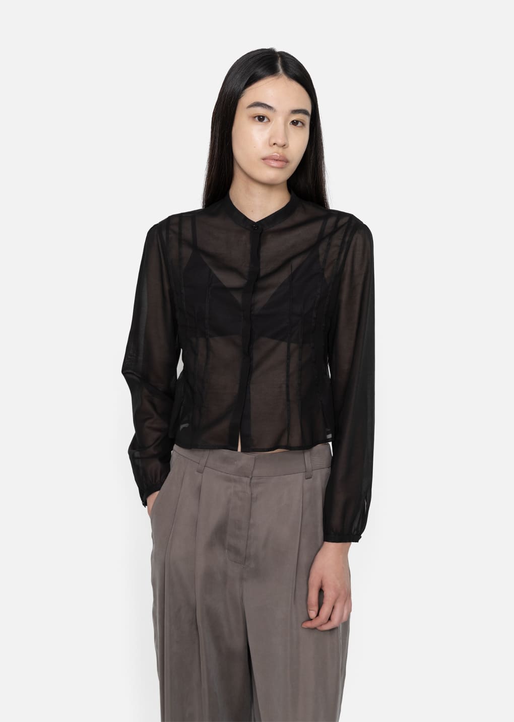 Amomento - Pintuck Slim Shirt (Black) product image 4 | TRAB K-Fashion Australia