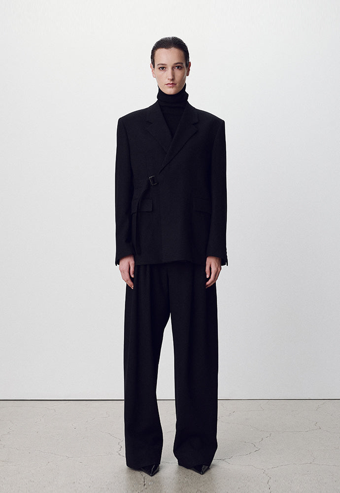 Tonywack - Virgin Wool Double-Pleats Wide Trousers (Black) product image 2 | TRAB K-Fashion Australia