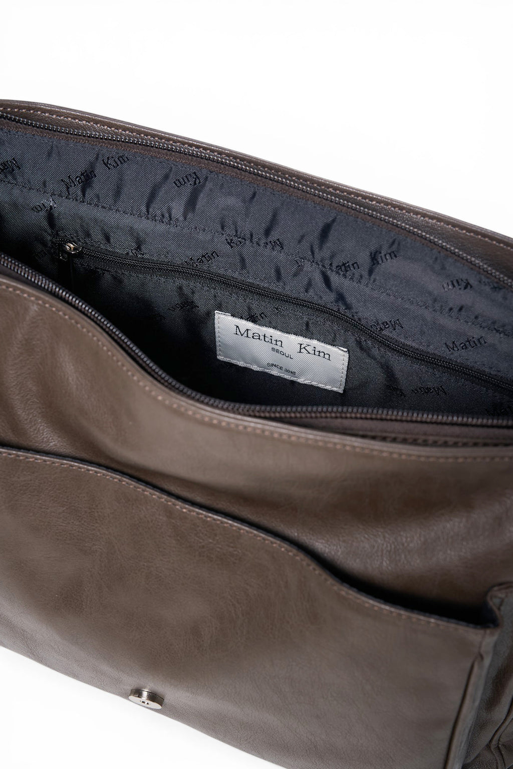 Matin Kim - Dual Pocket Messenger Bag (Dark Khaki) product image 4 | TRAB K-Fashion Australia