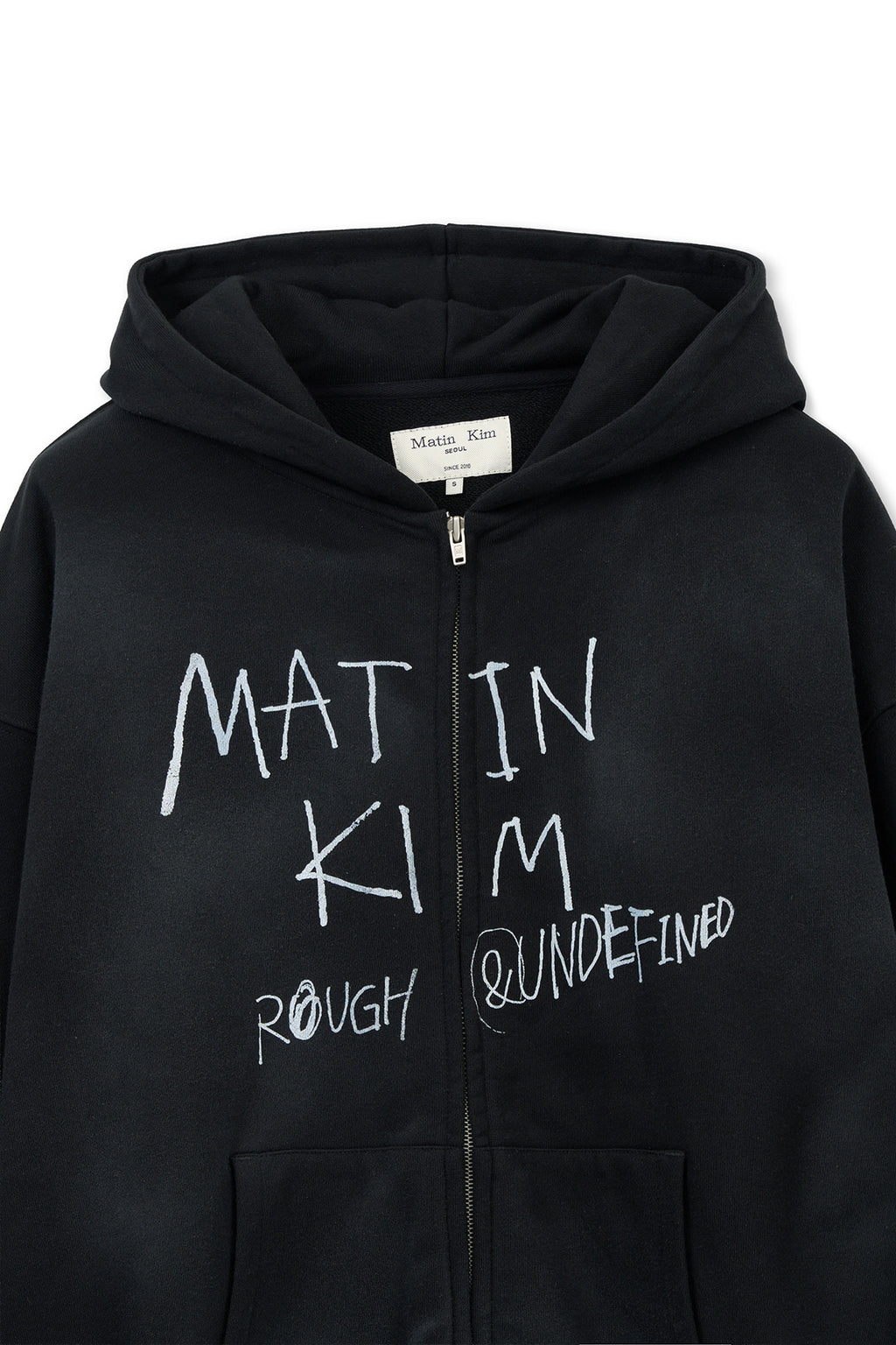 Matin Kim - Vintage Washed Graffiti Hoody Zip Up (Black) product image 3 | TRAB K-Fashion Australia