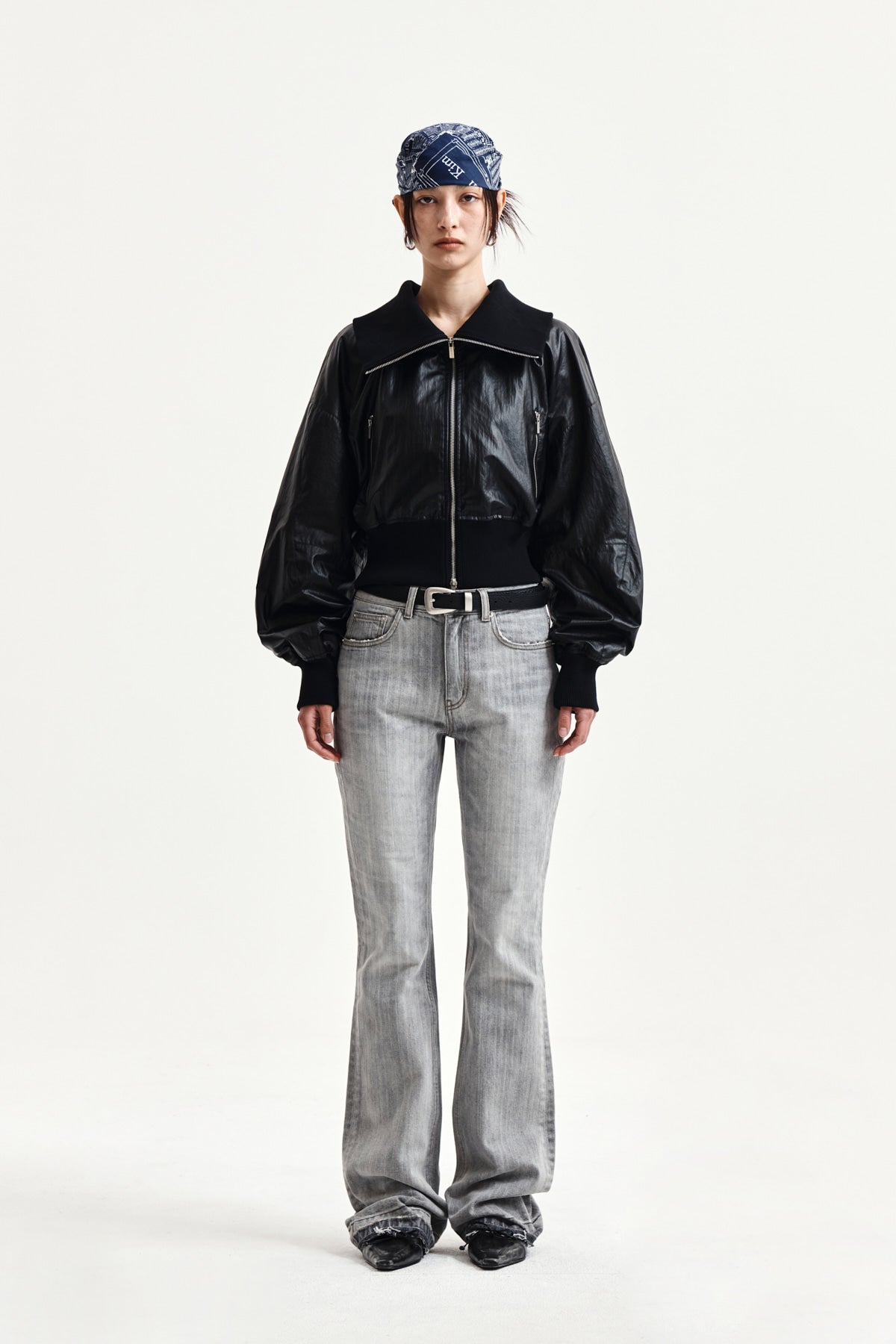 Matin Kim - Washed Point Boots Cut Denim Pants (Grey) product image 10 | TRAB K-Fashion Australia