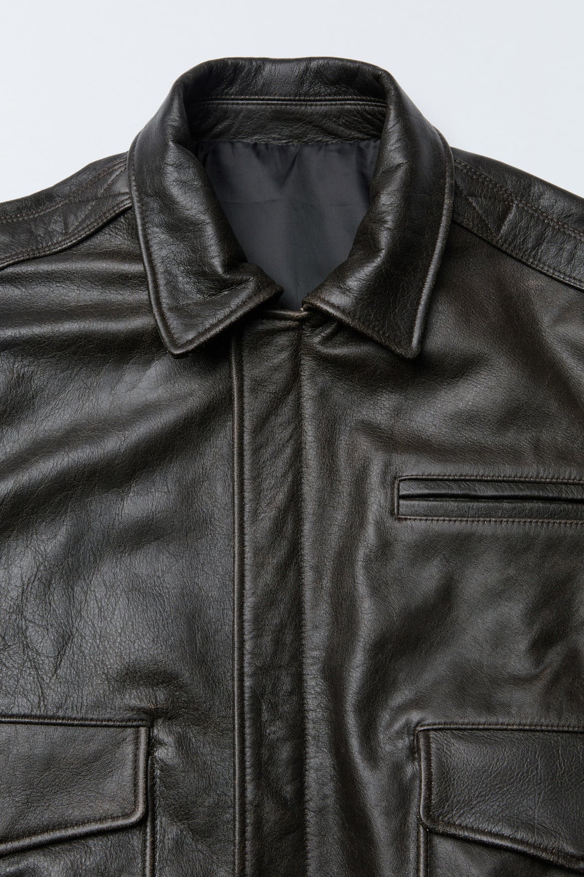 Coor - Vintage Cow Skin Oversized Leather Jumper (Dark Brown) product image 5 | TRAB K-Fashion Australia