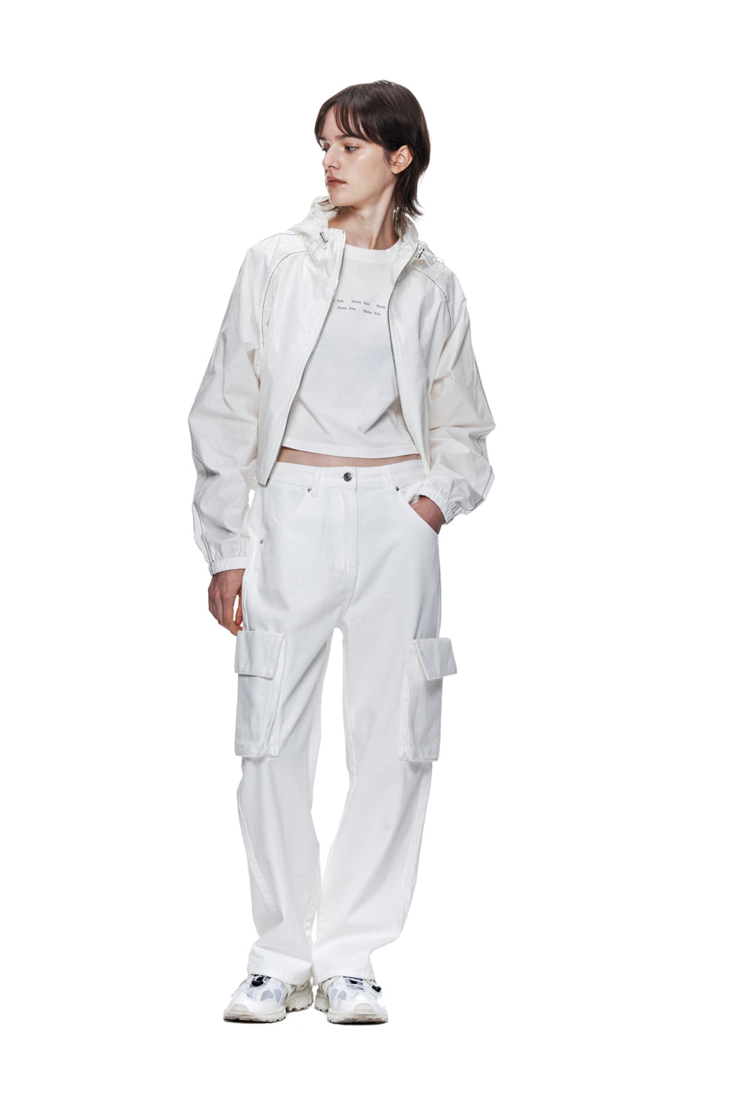 Matin Kim - [Pre-Order – Ships July 9] Matin Crop Hoody Coating Jumper (Ivory) product image 9 | TRAB K-Fashion Australia