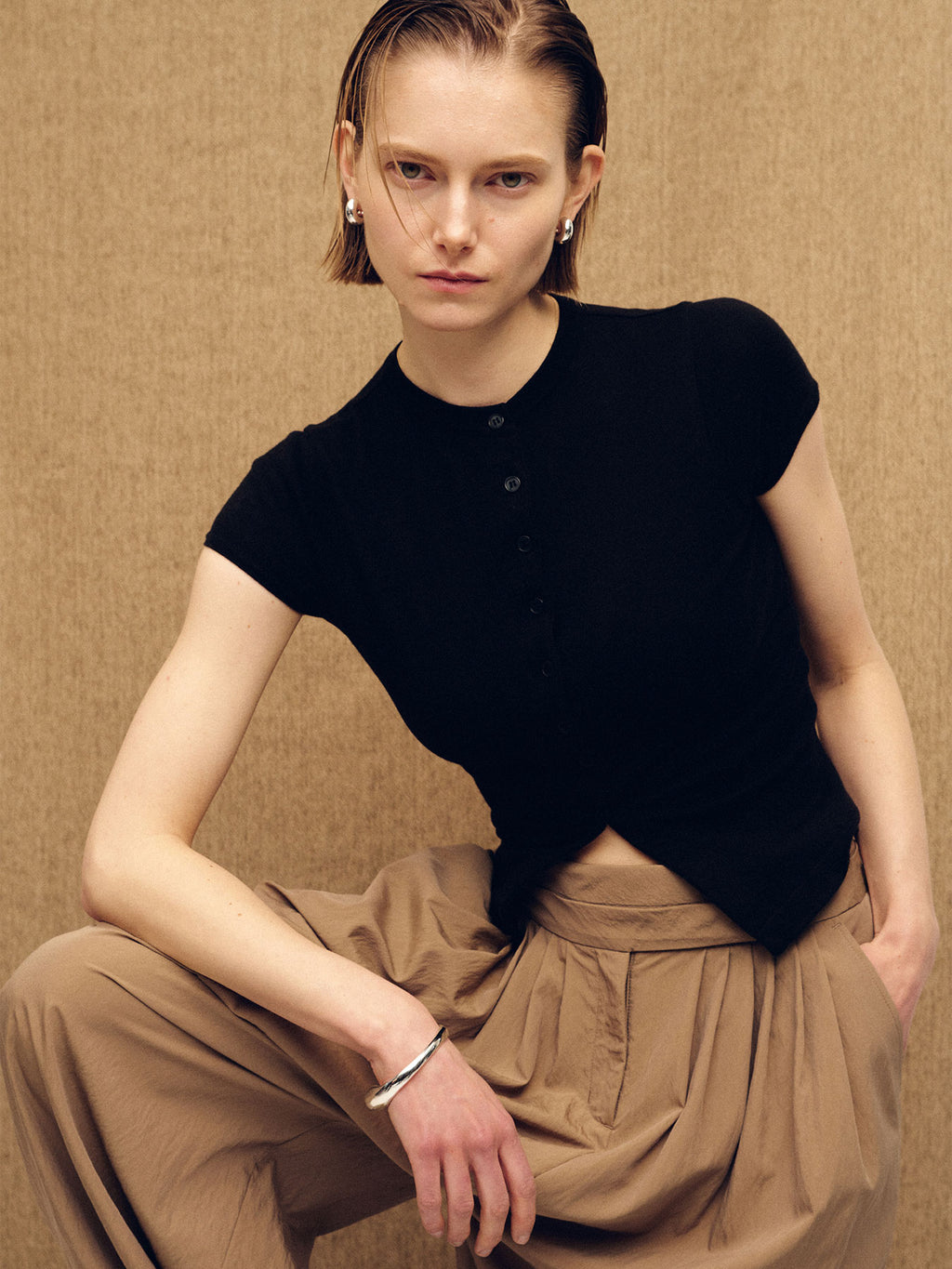 Tonywack - Pleated Voluminous Pants (Beige) product image 5 | TRAB K-Fashion Australia