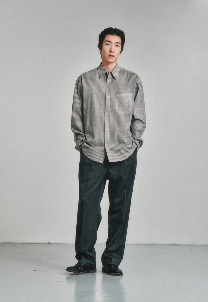 Art if acts - Wool One Tuck Trousers (Charcoal) product image 1 | TRAB K-Fashion Australia