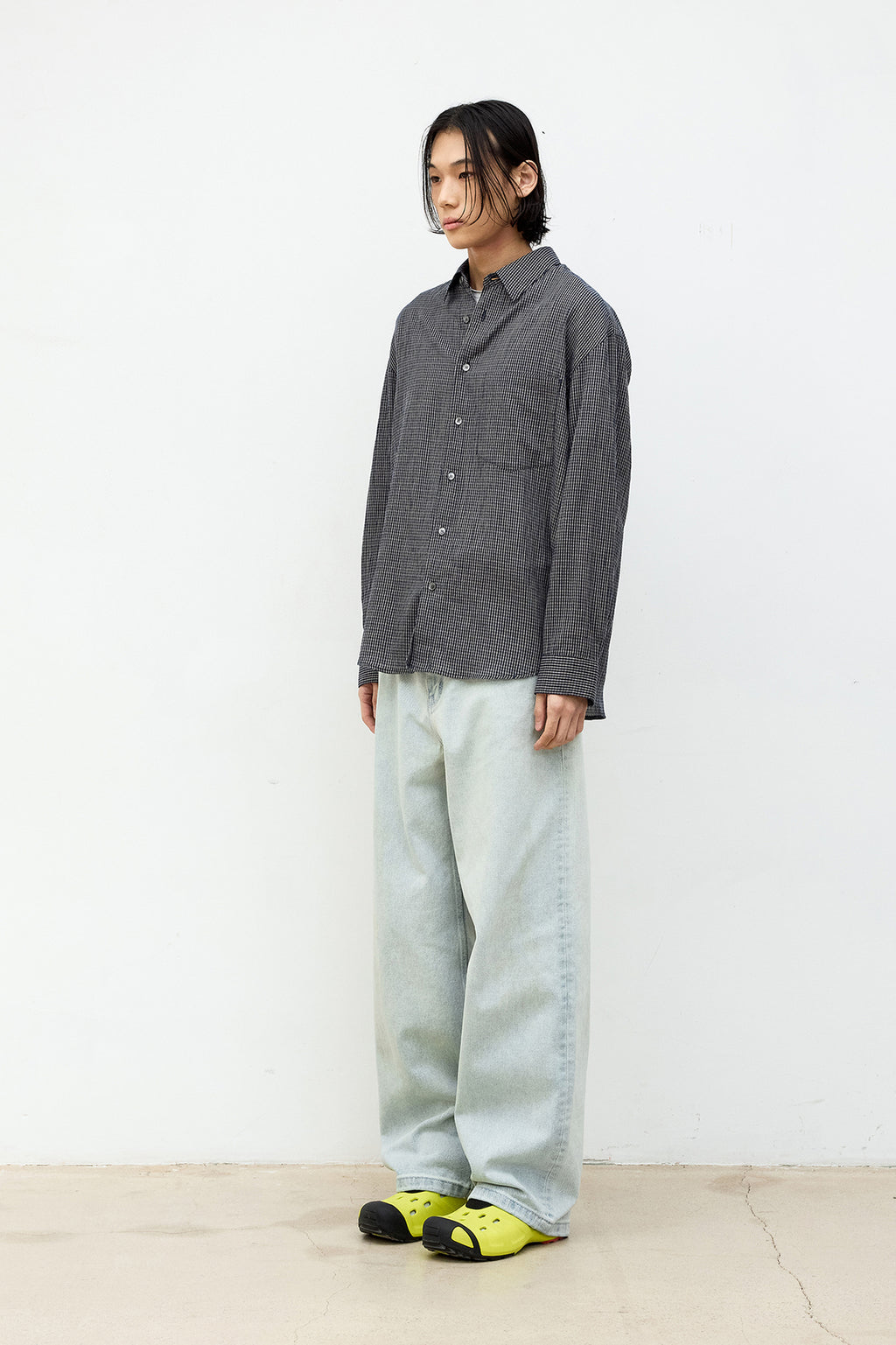 Coor - Wrinkle Sheer Check Shirt (Dark Navy) product image 3 | TRAB K-Fashion Australia