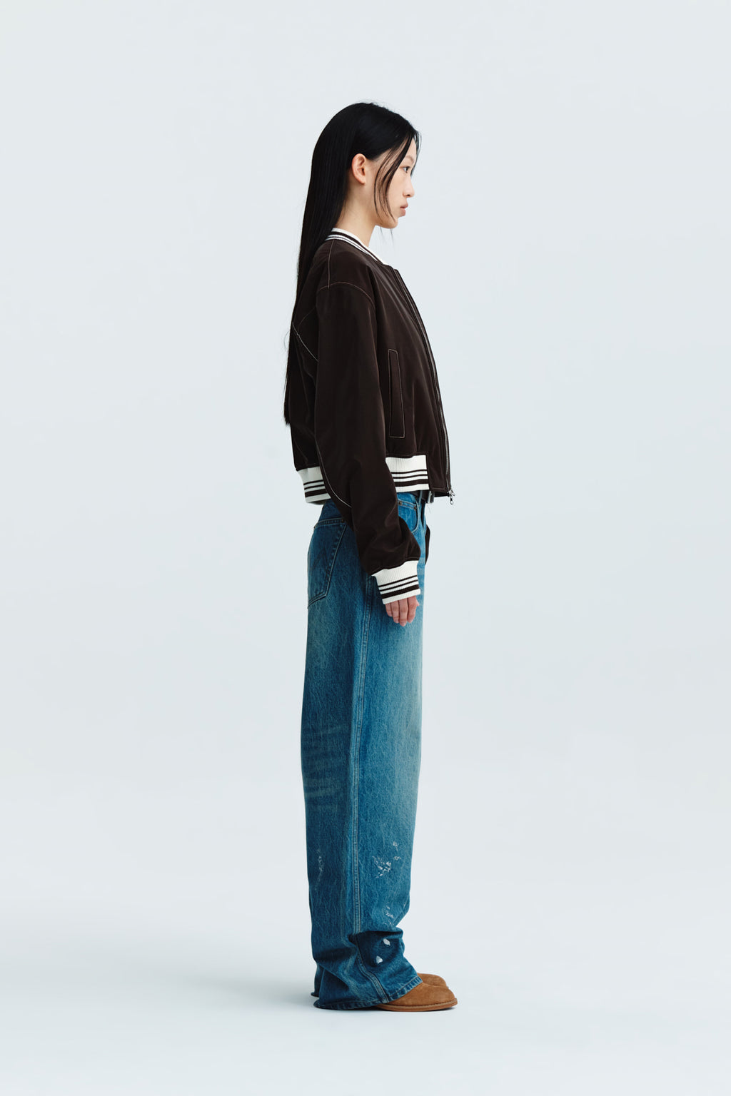 Matin Kim - Foil Detail Denim Baggy Pants (Blue) product image 6 | TRAB K-Fashion Australia