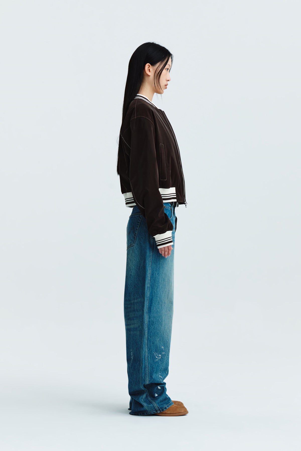 Matin Kim - Foil Detail Denim Baggy Pants (Blue) product image 6 | TRAB K-Fashion Australia
