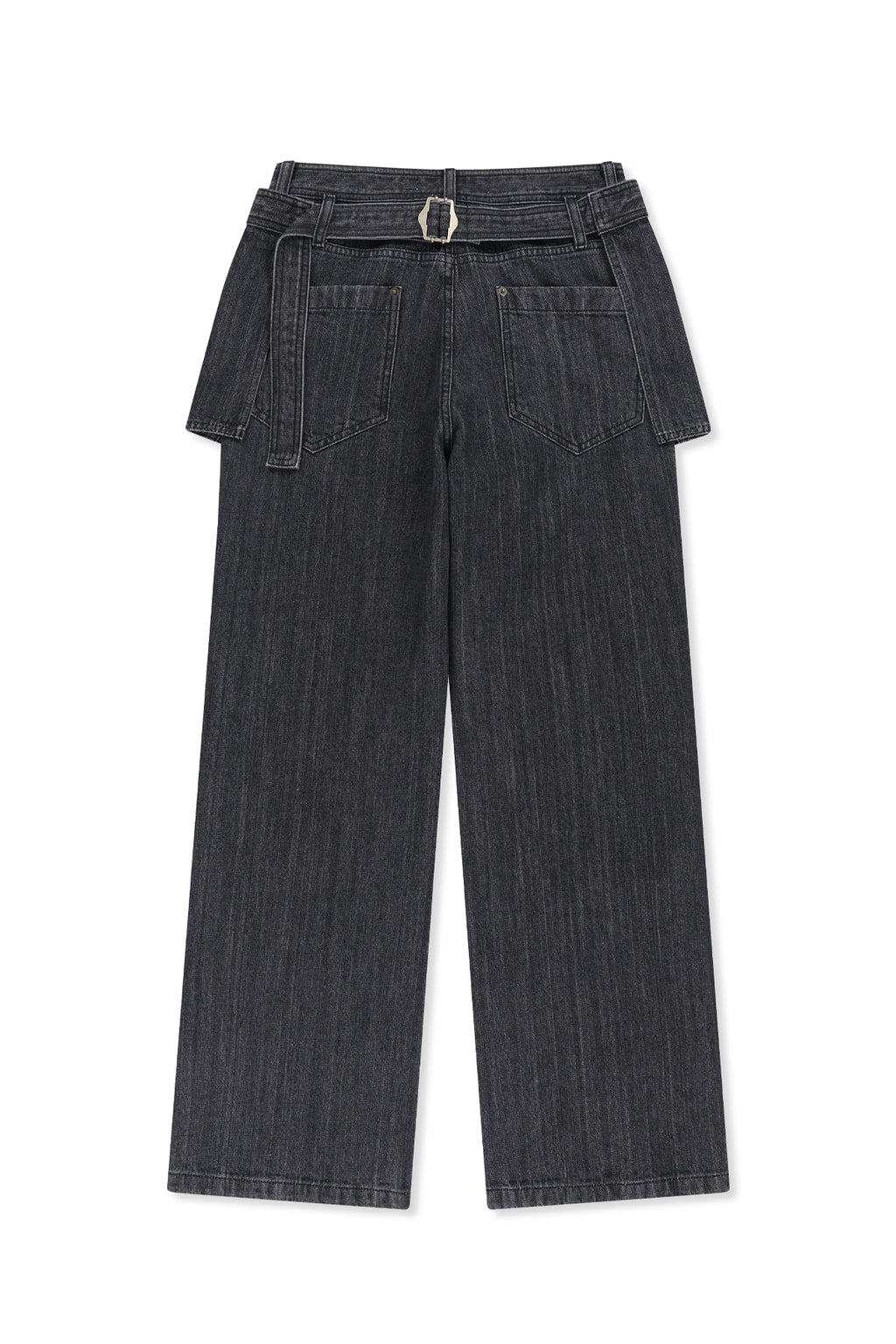Matin Kim - Apron Layered Denim Pants (Black) product image 2 | TRAB K-Fashion Australia