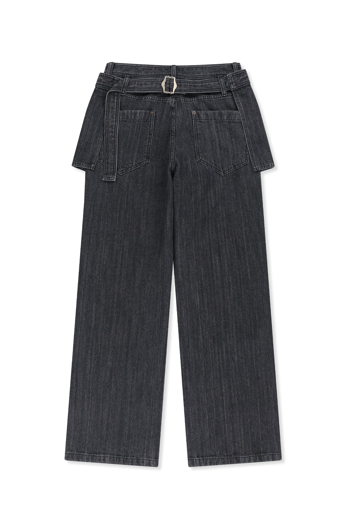 Matin Kim - Apron Layered Denim Pants (Black) product image 2 | TRAB K-Fashion Australia