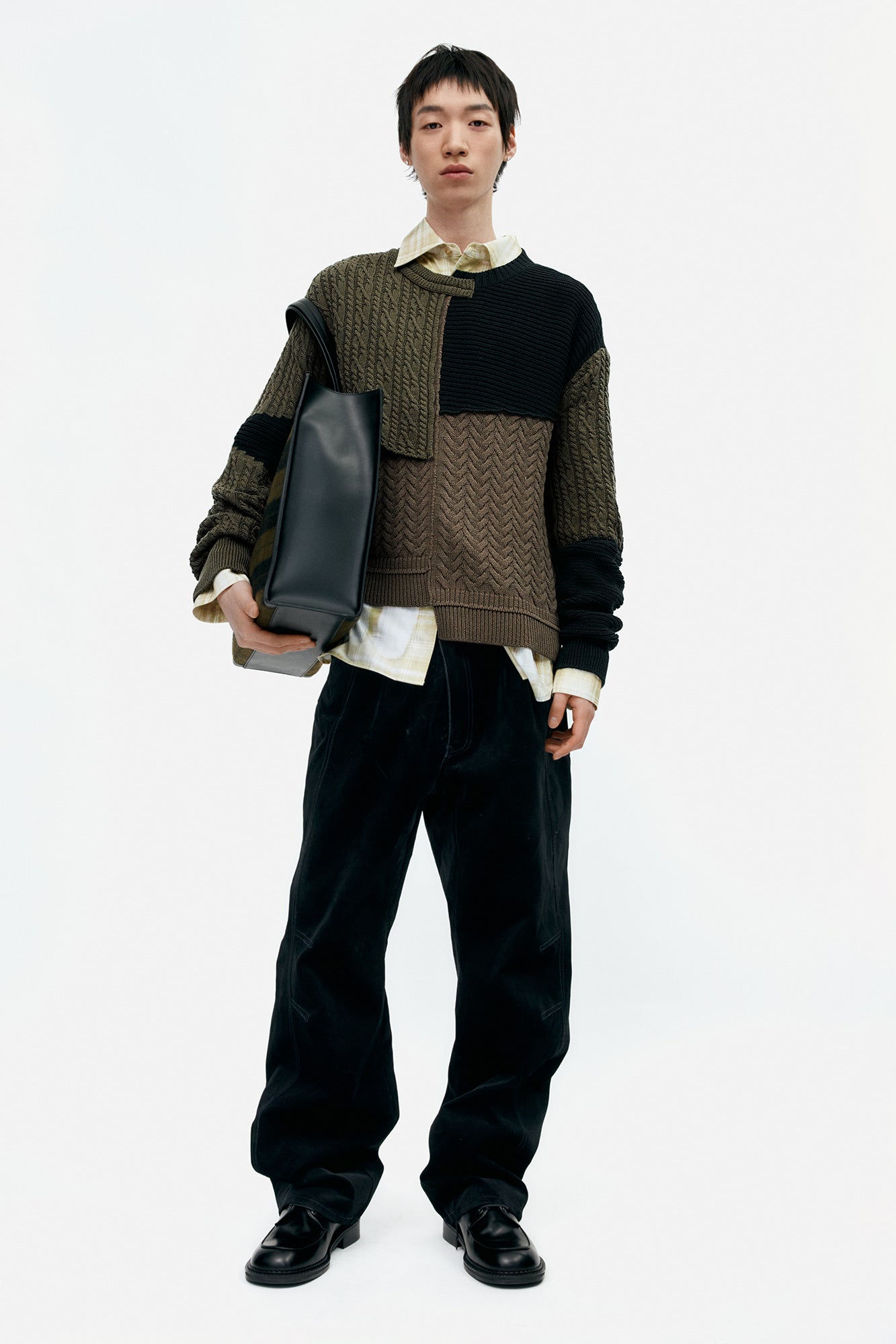Andersson Bell - Patchwork Asymmetric Crewneck Sweater (Multi) product image 2 | TRAB K-Fashion Australia