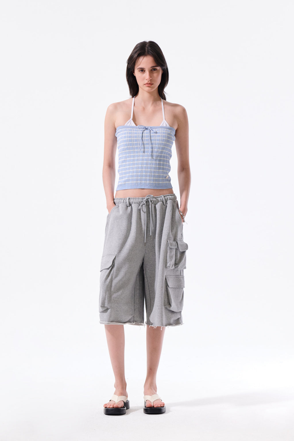 Matin Kim - Stripe Knit Tube Top (Light Blue) product image 8 | TRAB K-Fashion Australia