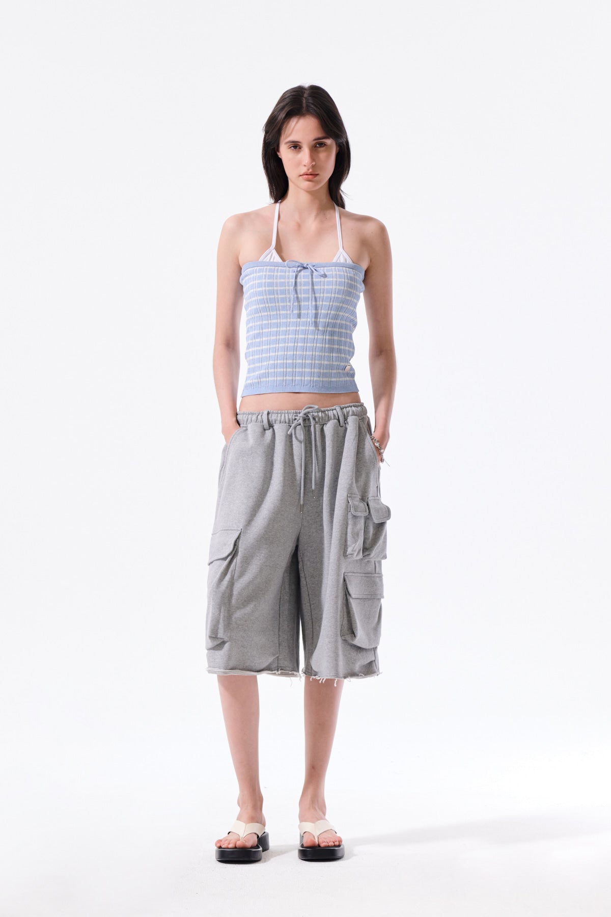 Matin Kim - Stripe Knit Tube Top (Light Blue) product image 8 | TRAB K-Fashion Australia