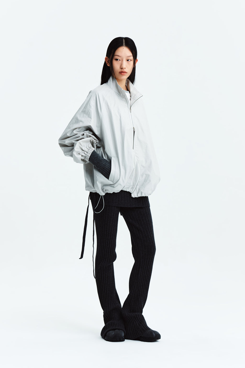 Matin Kim - Matin Kim Logo Coating Jumper (Grey) product image 10 | TRAB K-Fashion Australia