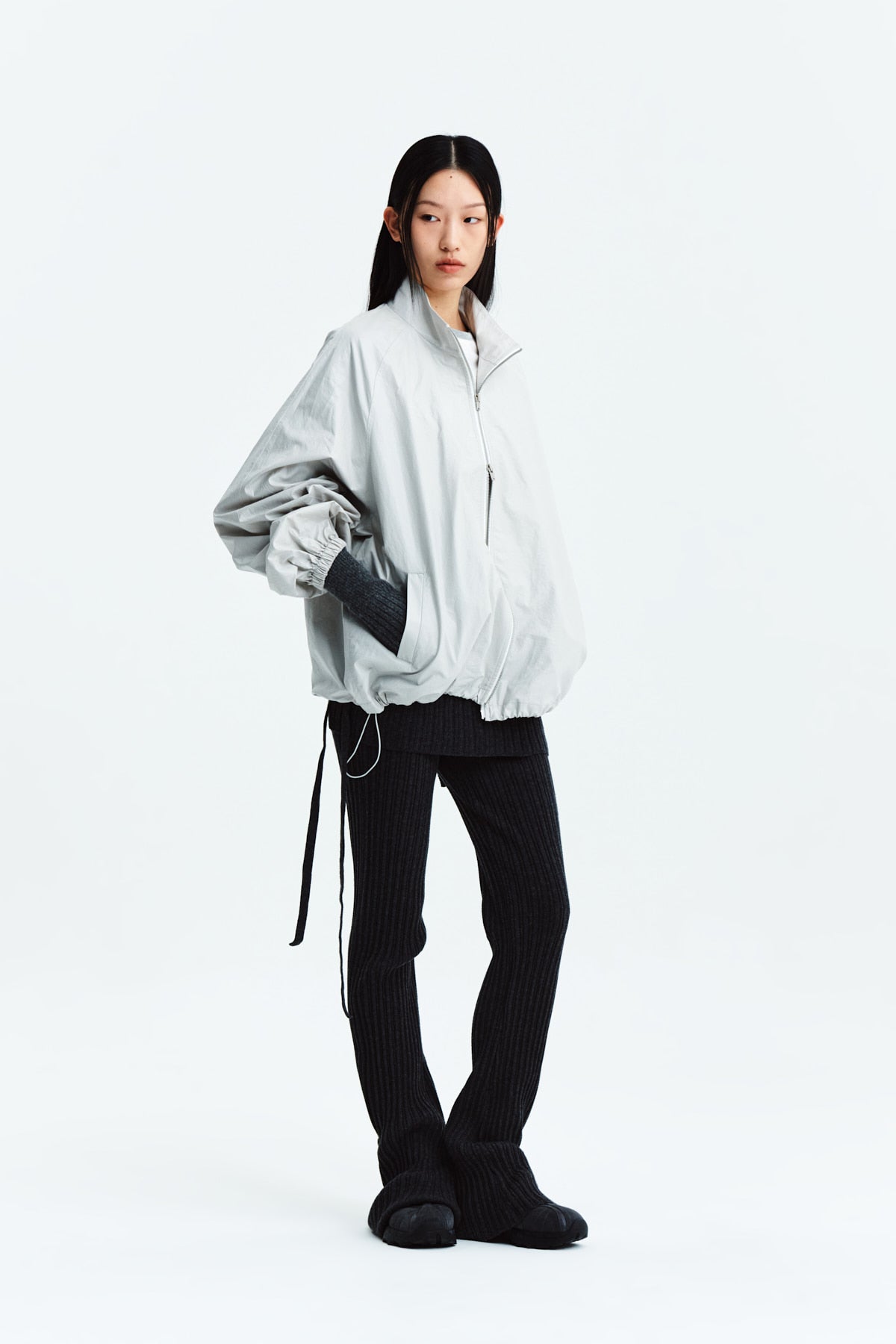Matin Kim - Matin Kim Logo Coating Jumper (Grey) product image 10 | TRAB K-Fashion Australia