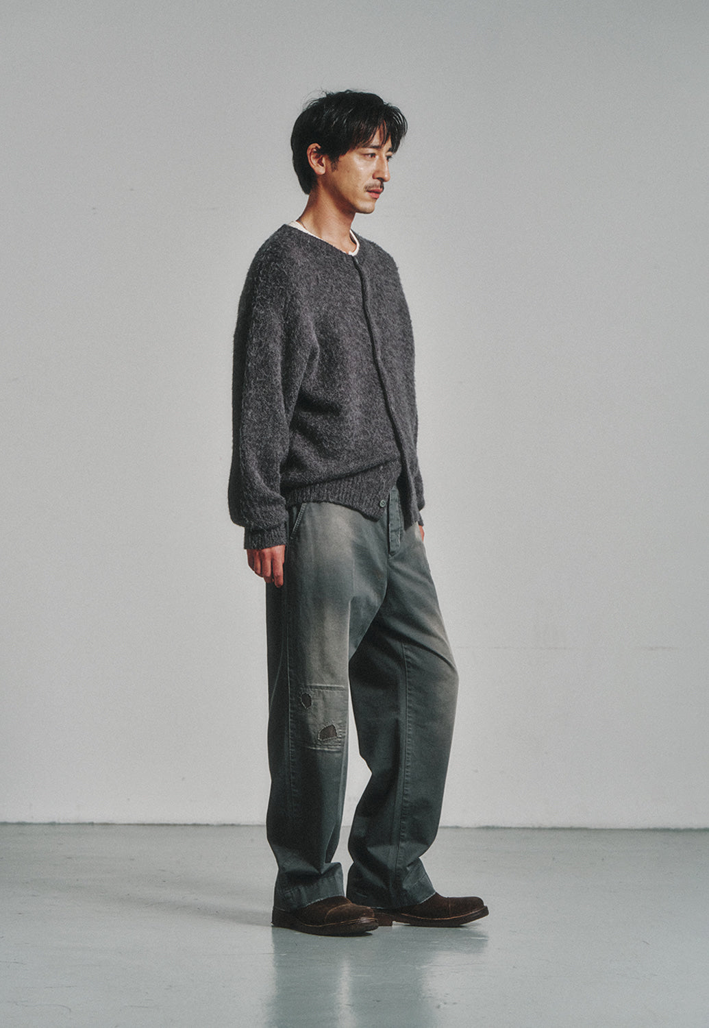Art if acts - Alpaca Round Neck Cardigan (Charcoal) product image 3 | TRAB K-Fashion Australia