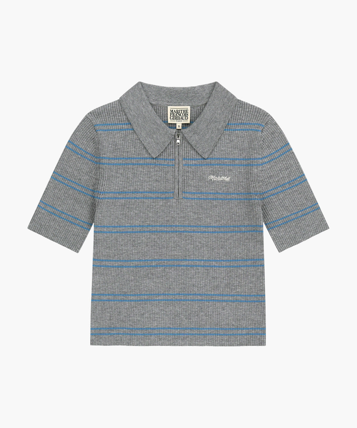 Marithe & Francois Girbaud - Stripe Half Zip Up Slim Knit (Melange Gray) product image 6 | TRAB K-Fashion Australia