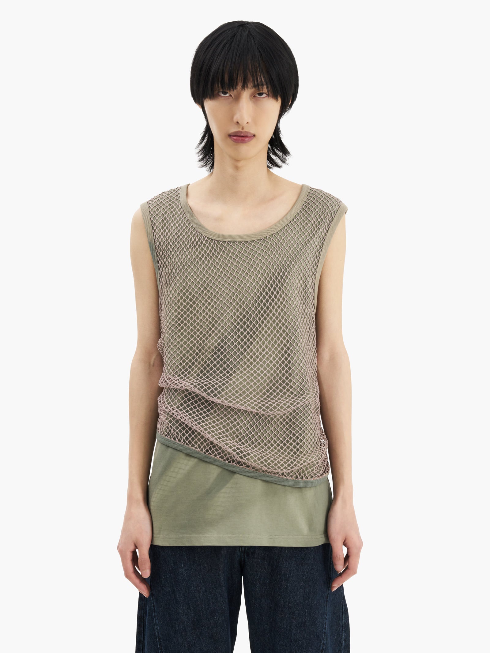Jiyong Kim - Sun-Bleached Mesh Layered Sleeveless (Green) product image 2 | TRAB K-Fashion Australia
