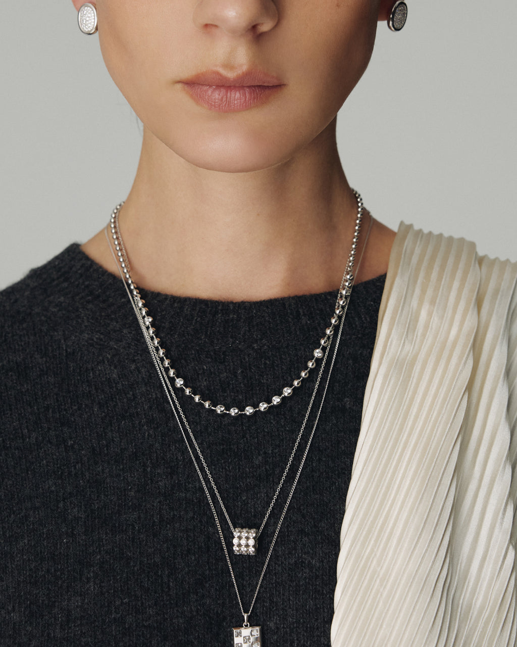 Numbering - Bezel Stone Cylinder Pendant Necklace #3725 product image 3 | TRAB K-Fashion Australia