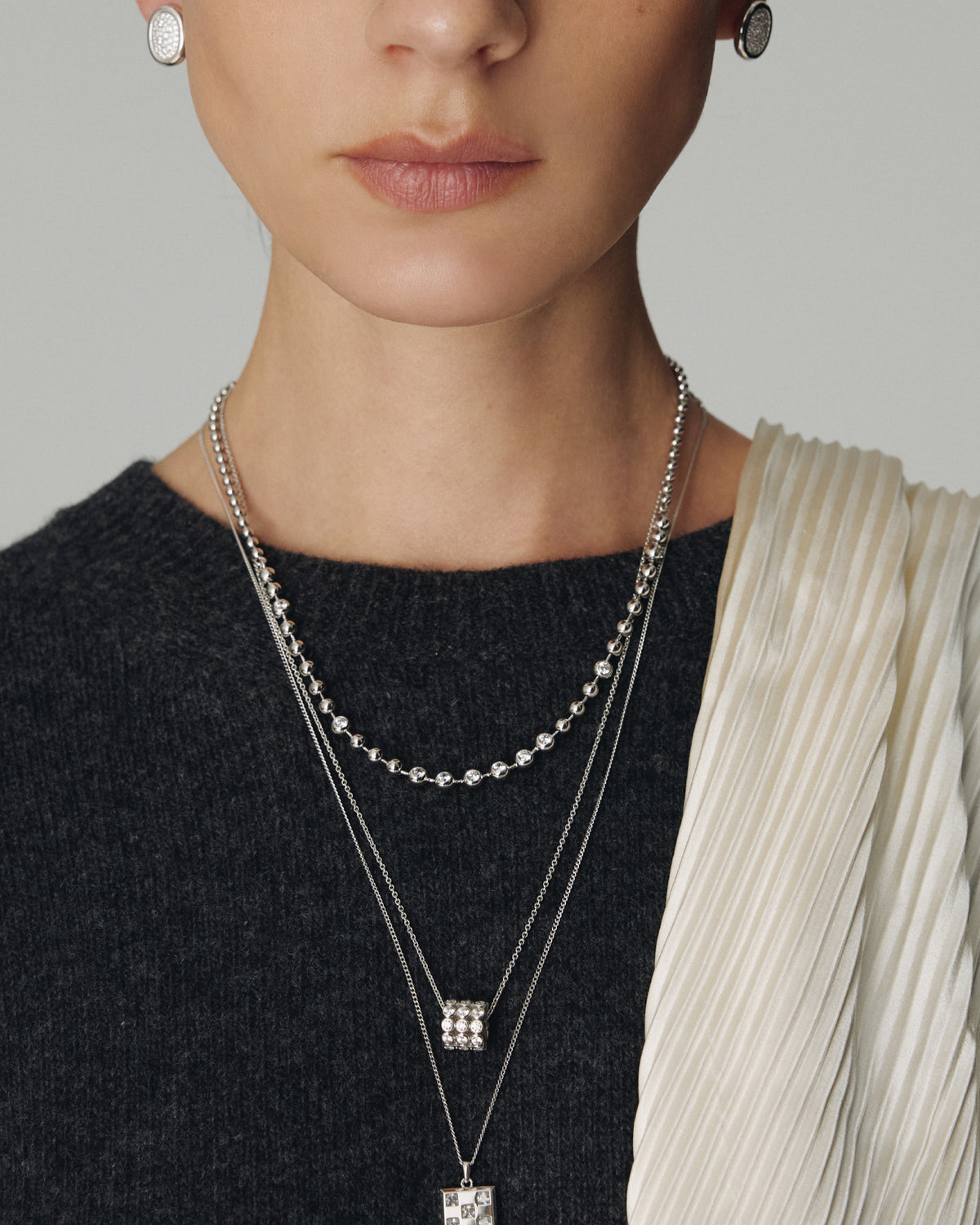 Numbering - Bezel Stone Cylinder Pendant Necklace #3725 product image 3 | TRAB K-Fashion Australia