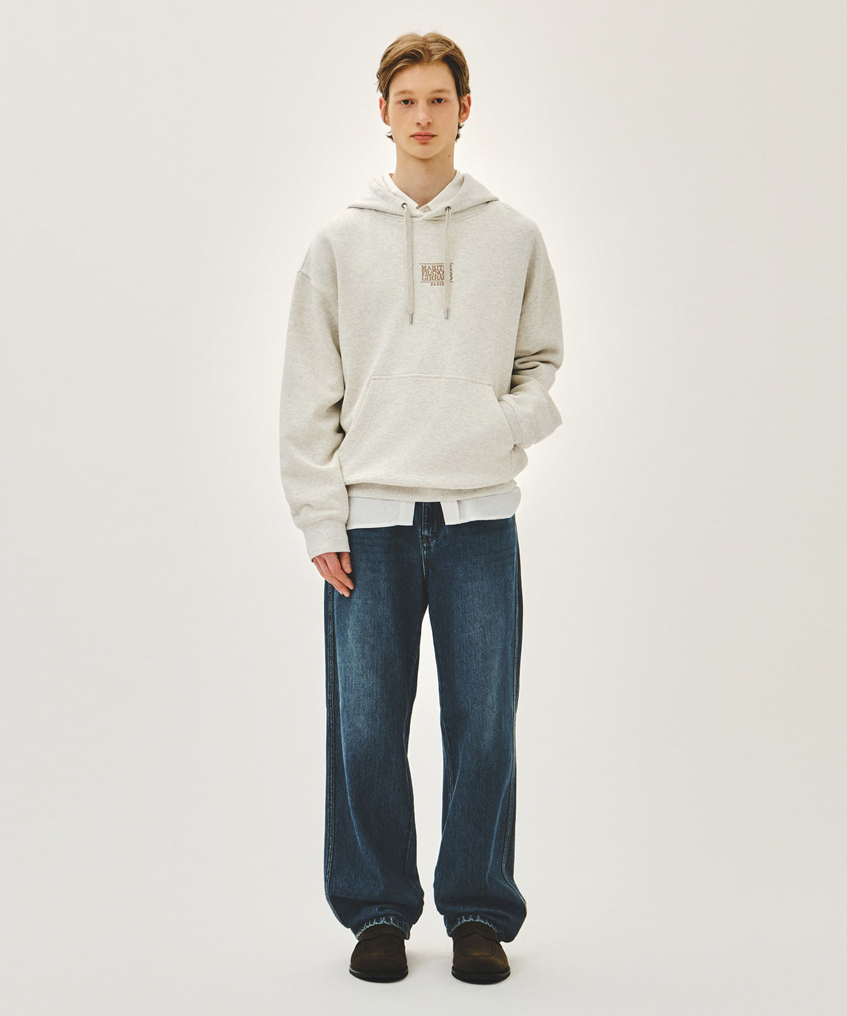 Marithe & Francois Girbaud - Small Classic Logo Hoodie (Oatmeal) product image 5 | TRAB K-Fashion Australia