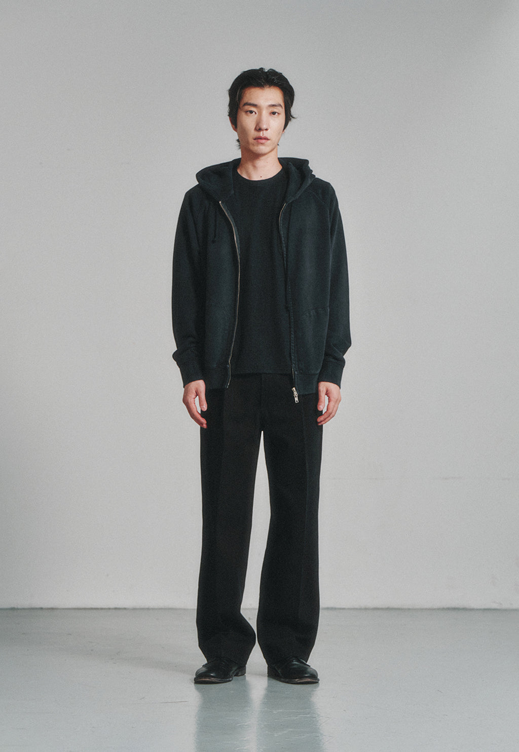 Art if acts - Garments Dyed Sweat Hooded Zip-Up (Black) product image 2 | TRAB K-Fashion Australia