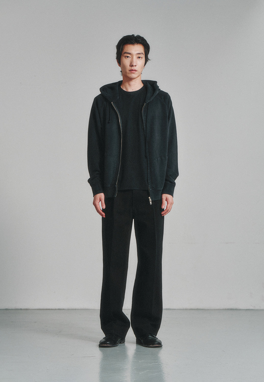 Art if acts - Garments Dyed Sweat Hooded Zip-Up (Black) product image 2 | TRAB K-Fashion Australia