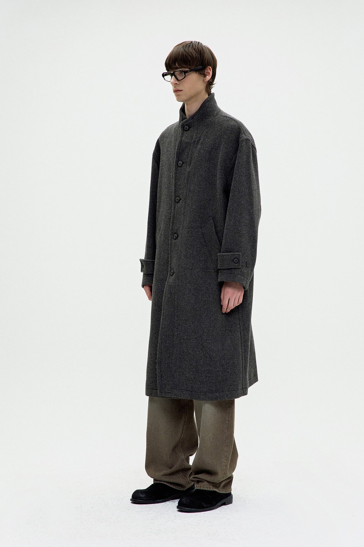 Coor - Cashmere Blend High Neck Coat (Cinder Gray) product image 3 | TRAB K-Fashion Australia