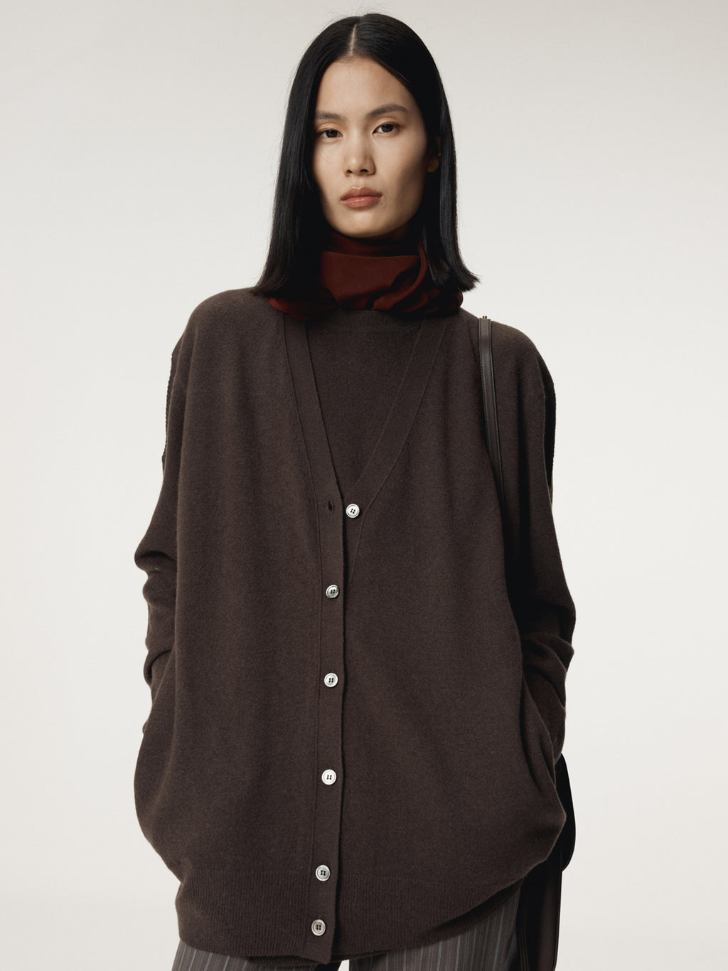 Recto - Layered Cardigan Knit Top (Dark Chocolate) product image 9 | TRAB K-Fashion Australia