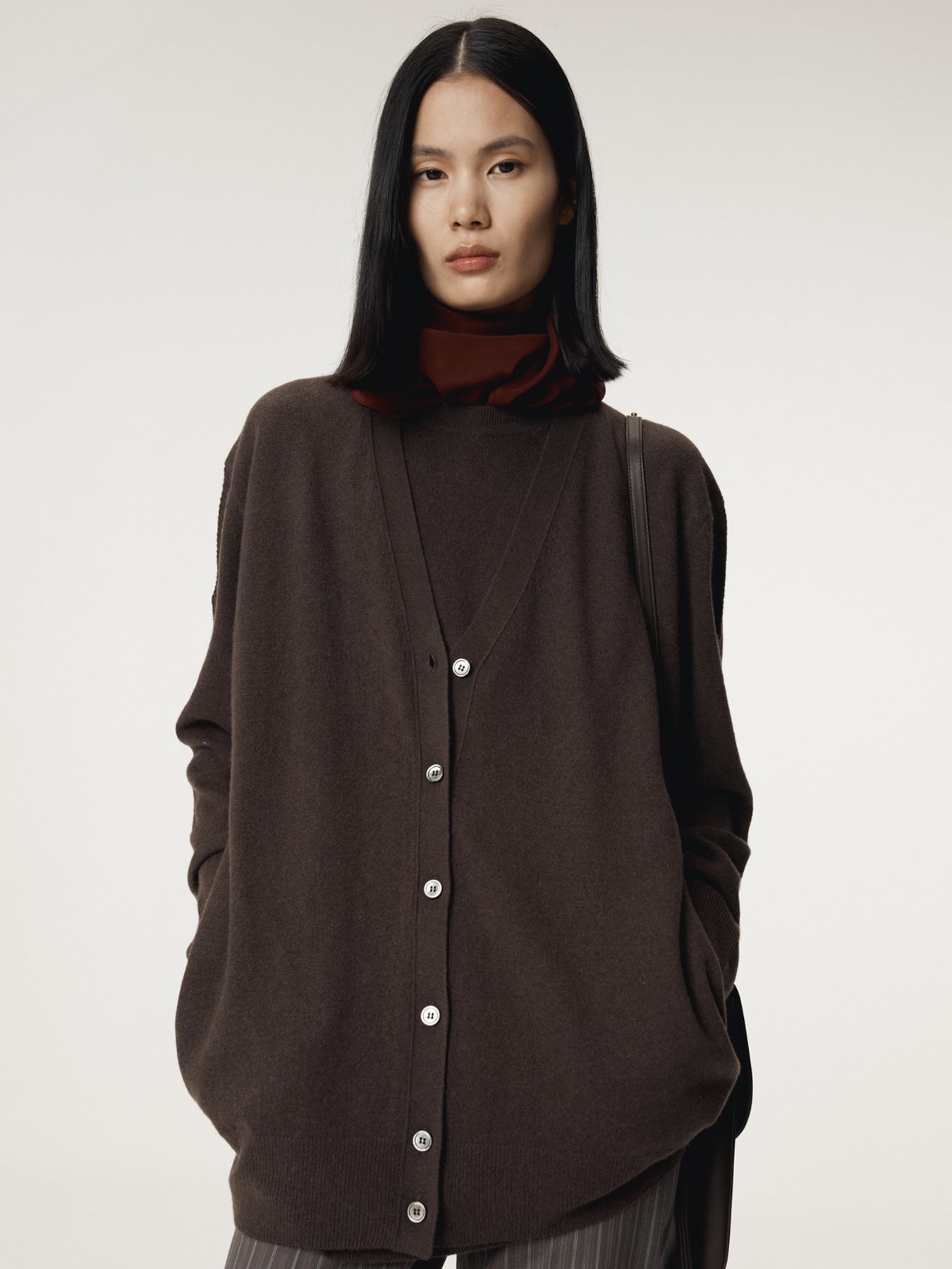 Recto - Layered Cardigan Knit Top (Dark Chocolate) product image 9 | TRAB K-Fashion Australia