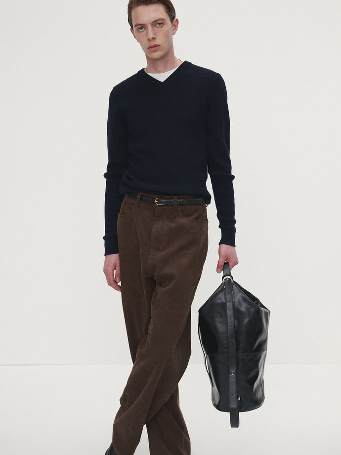 Tonywack - Super Fine Wool Ribbed V-Neck Sweater (Navy) product image 3 | TRAB K-Fashion Australia