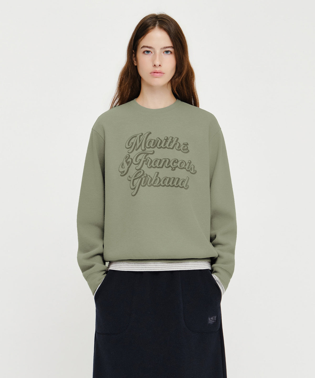 Marithe & Francois Girbaud - Drawing Logo Sakariba Sweatshirt (Light Khaki) product image 1 | TRAB K-Fashion Australia
