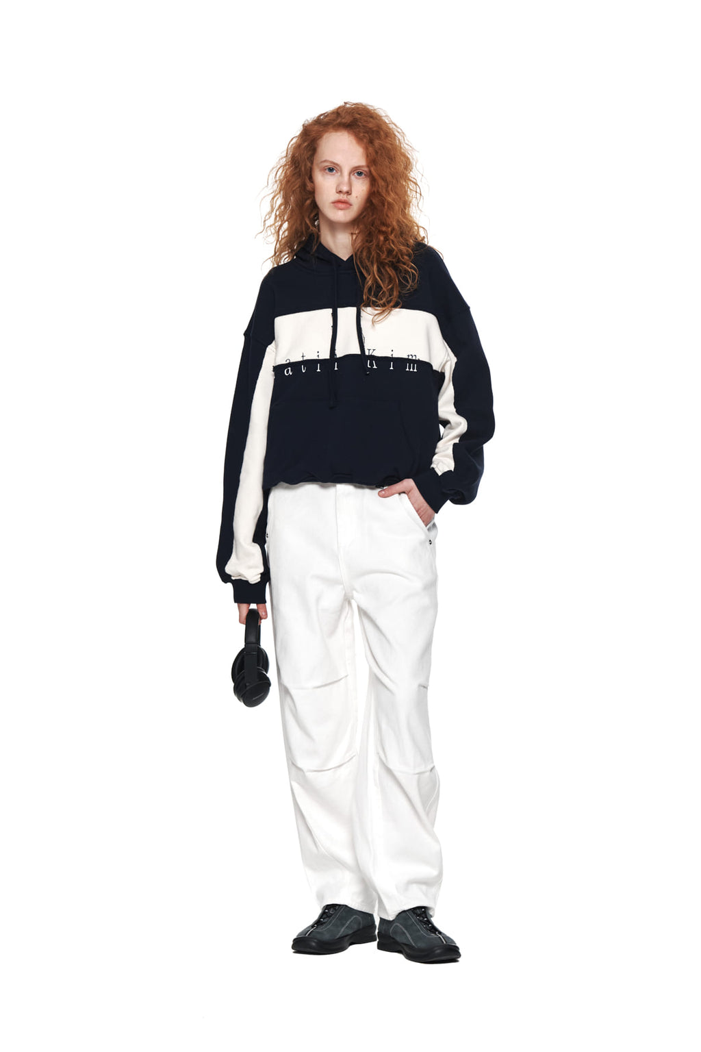 Matin Kim - Cutted Logo Hoody (Navy) product image 8 | TRAB K-Fashion Australia